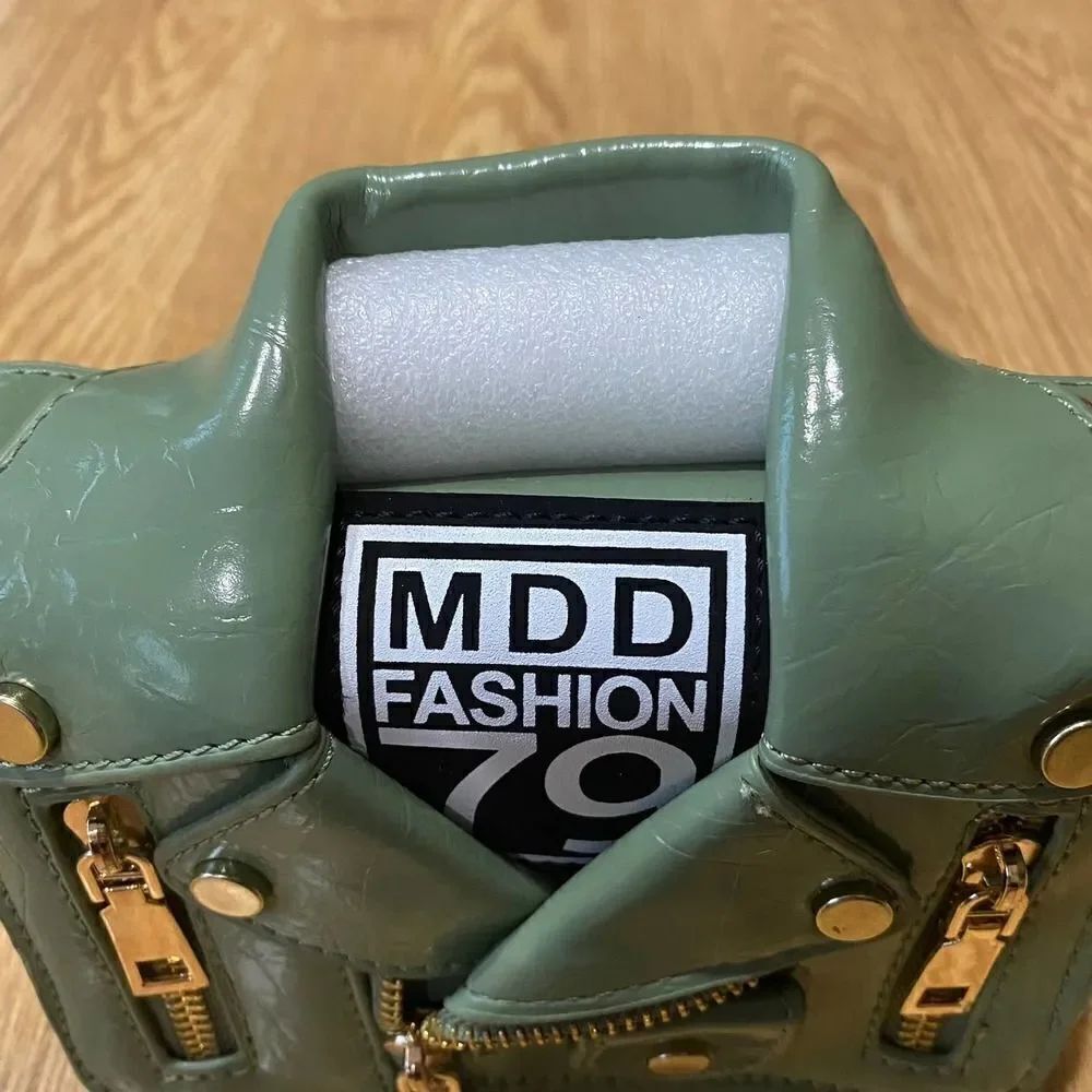 MDD Fashion 79 The Fiona Faux Leather Jacket Handbag Green Gold - Picture 3 of 15